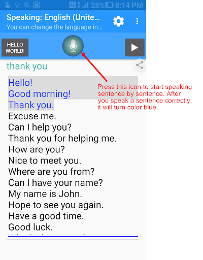Languages pronunciation Screen 2