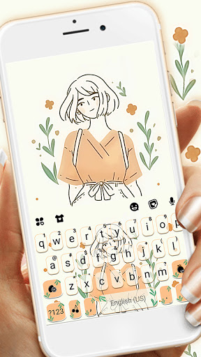 Android application Sketch Shy Girl Keyboard Backg screenshort