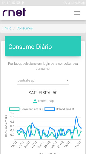 Central do Assinante RNET Screen 2