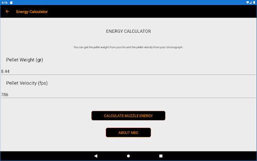 ARPC Muzzle Energy Calculator
