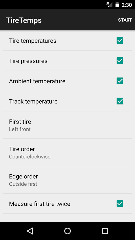 #1. TireTemps (Android) Av: michael lin
