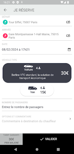 CHAUFFEUR SERVICE VTC Screen 2