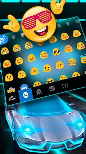 Flashy Neon Sports Car Keyboar Screen 3
