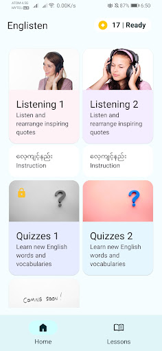 Android application Englisten - အင်္ဂလိပ်စာ App screenshort