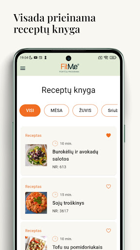 Android application FitMe - Pokyčių programa screenshort