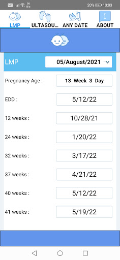 Android application Pregnancy Age Calculator screenshort
