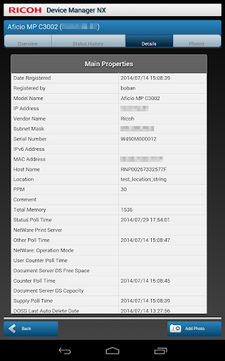 Screenshot of RICOH Device Manager NX