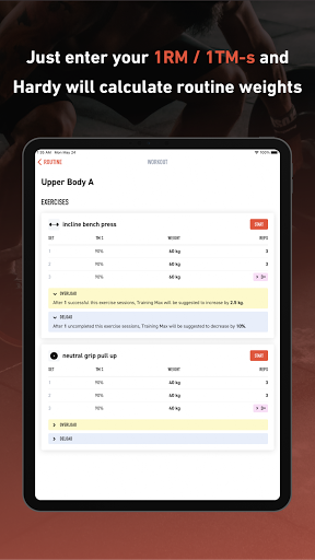 Screenshot of Hardy: smart workout routines