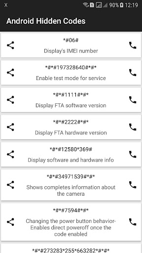 Android application Hidden Codes 2023 screenshort