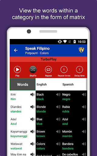 Screenshot of Learn Filipino Language App