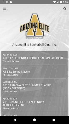 Android application Arizona Elite Basketball Club screenshort