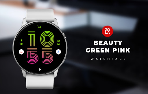 Android application Beauty Green Pink Watch Face screenshort
