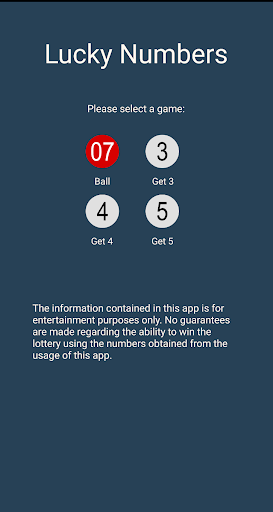 Android application Lucky Numbers screenshort