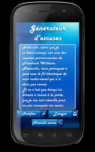 Android application Générateur d'excuses screenshort