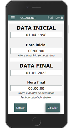 Android application Calculadora de Datas screenshort