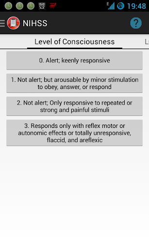 Android application NIHSS screenshort