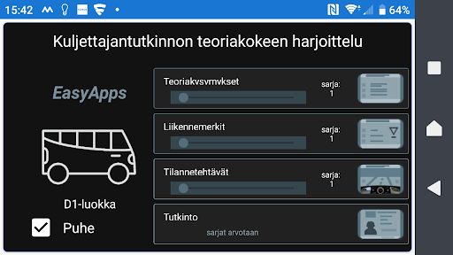Android application Biili D1 teoriakoe screenshort