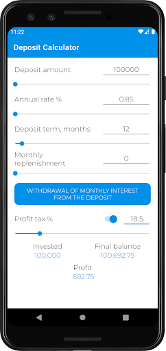 Android application Deposit Calculator screenshort