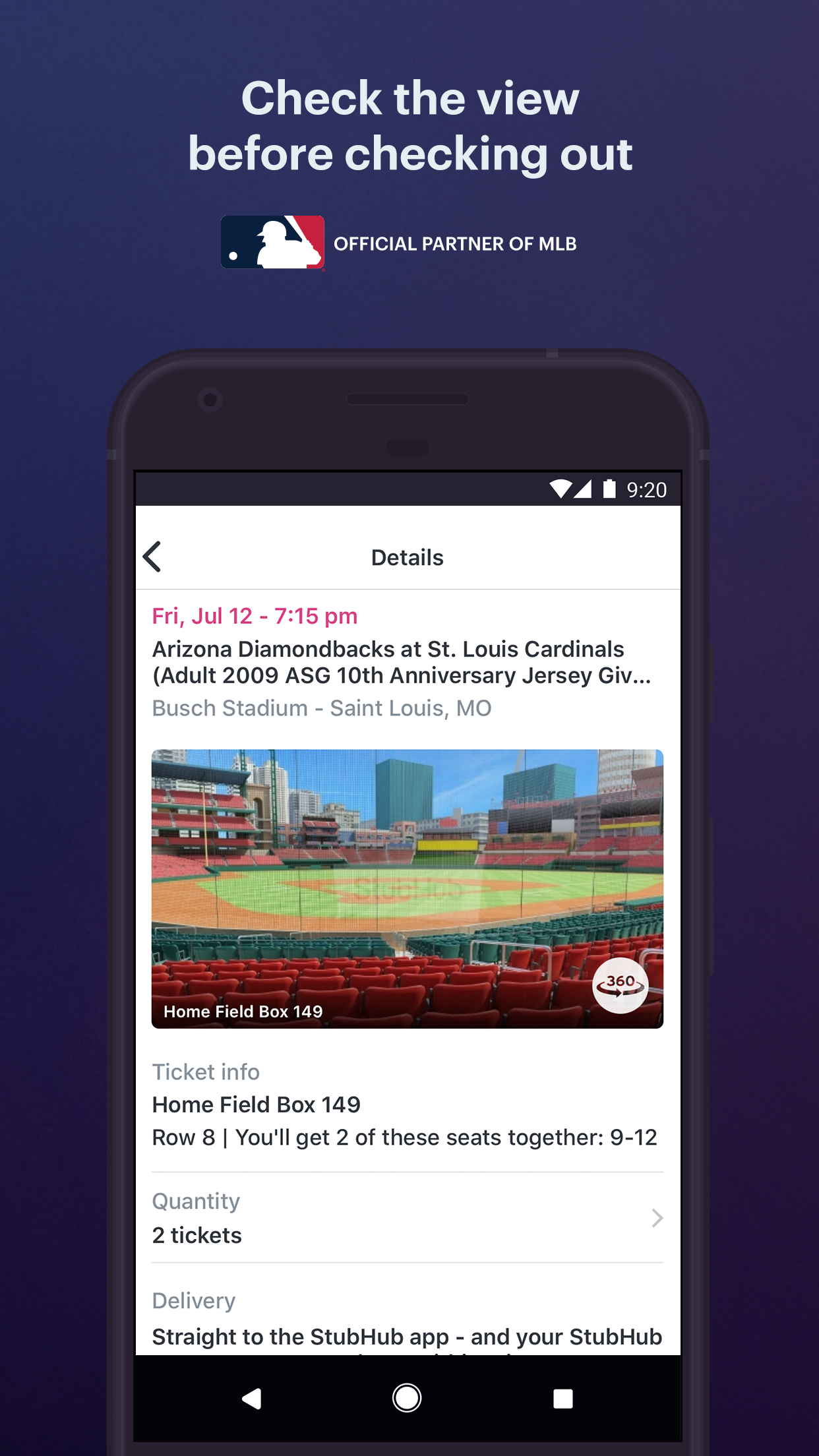 Android application StubHub - Live Event Tickets screenshort