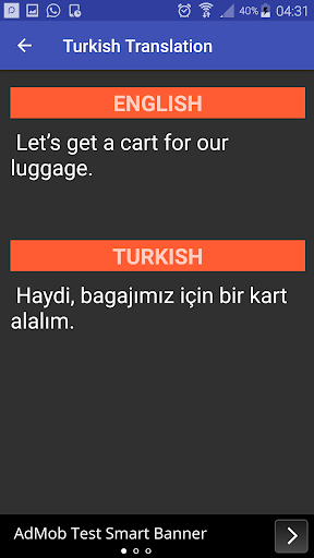 Android application Talk in Turkish screenshort