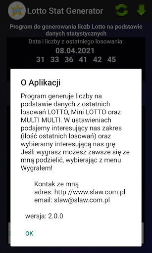 Lotto Stat Generator Screen 3