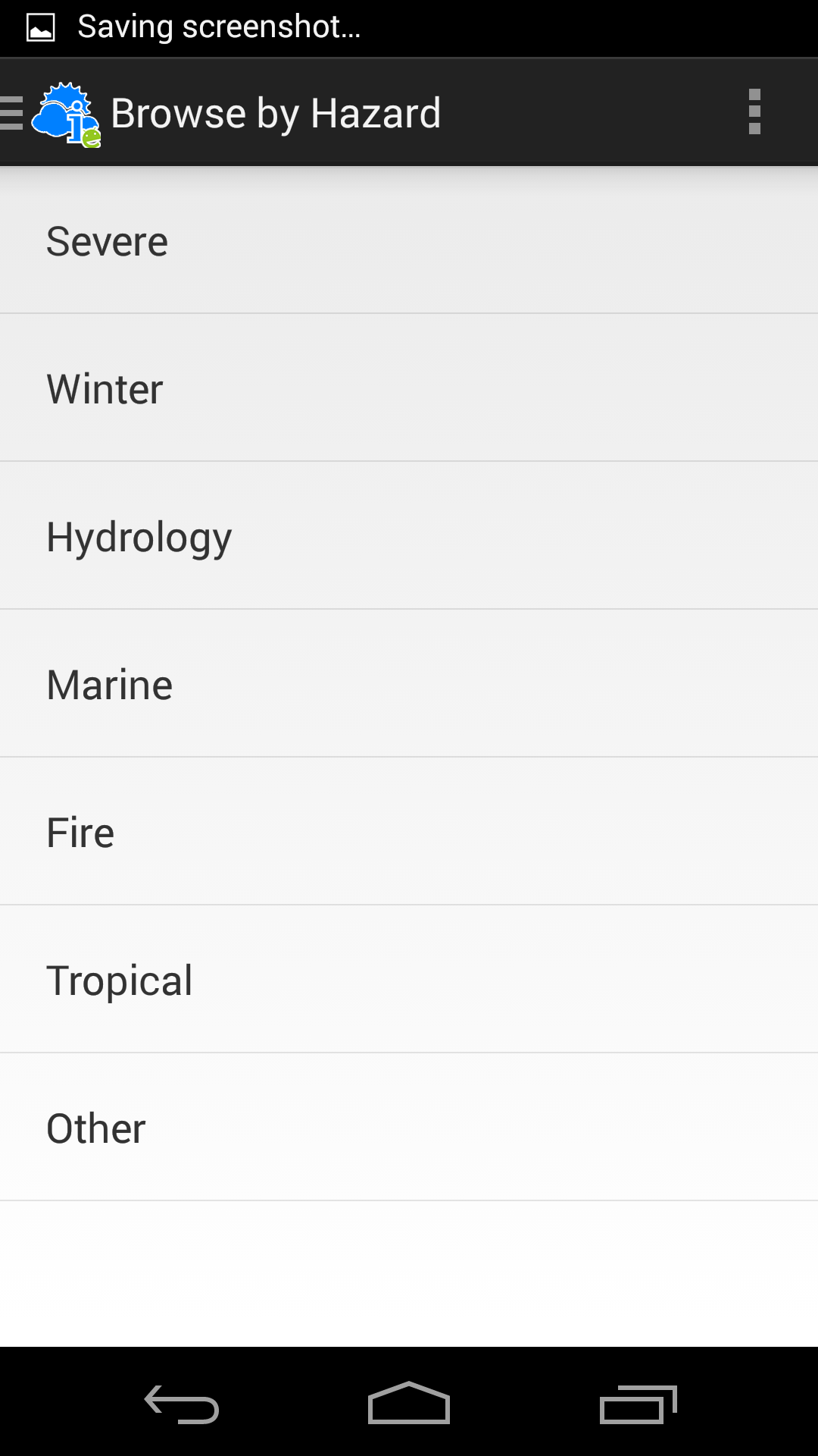 Android application Weather Informant screenshort