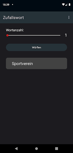 Android application Zufallswort screenshort