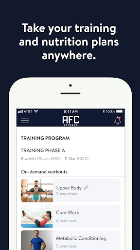 Screenshot of AFC Fitness Mobile
