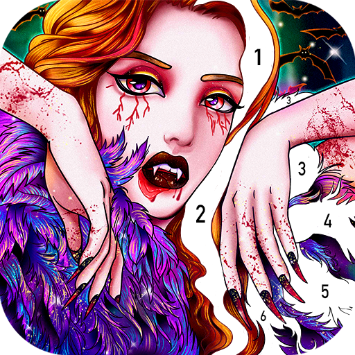 Vampire color by number: Coloring games offline
