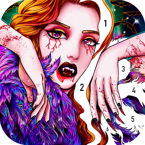 Vampire color by number Coloring games offline