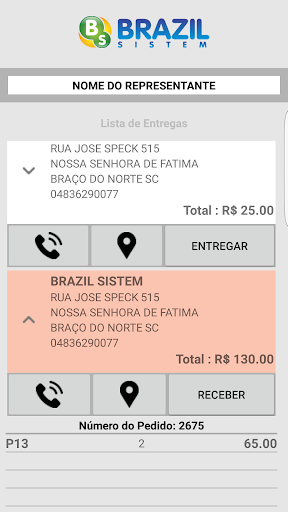 Brazil Sistem - Entregas Screen 2