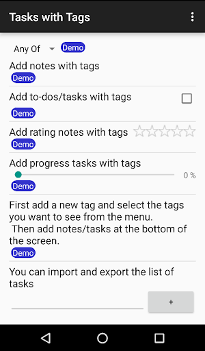 Android application Tasks with Tags screenshort