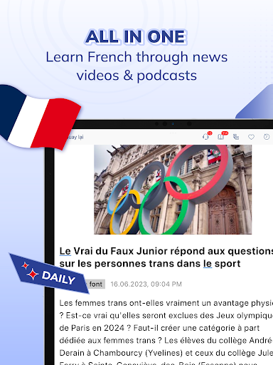 Screenshot of Todaii: Learn French by news