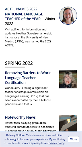 The Language Educator Magazine Screen 2