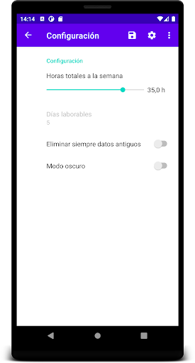 Tiempo trabajado Screen 3