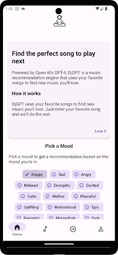 Android application DjGPT: Your AI-powered DJ screenshort
