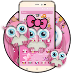 Pink Owl Lovely Cartoon Mobile Theme Apk