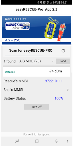 Android application easyRESCUE-PRO / easyONE-DSC screenshort
