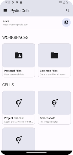 Android application Pydio screenshort