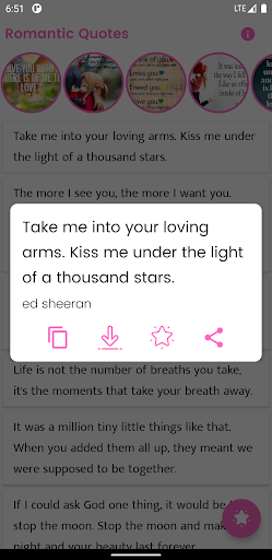 Android application Romantic Quotes and Sayings screenshort