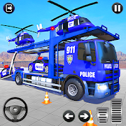 Flying Police Helicopter Transport Truck