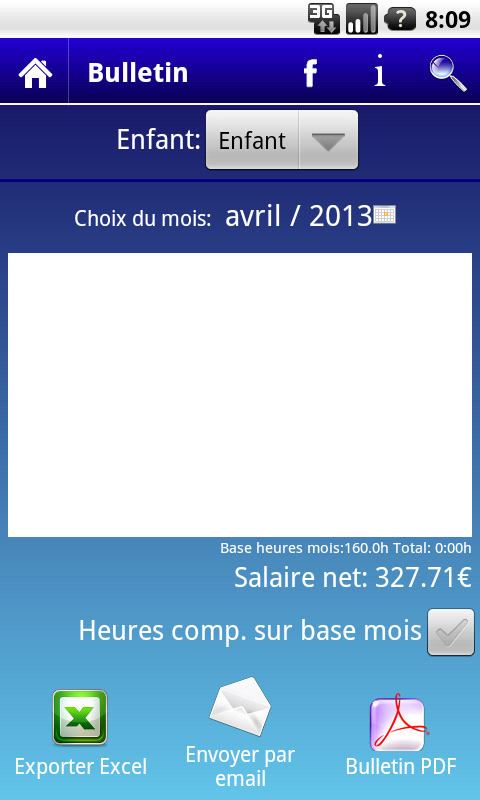 Android application Salaire Nourrice Pro screenshort