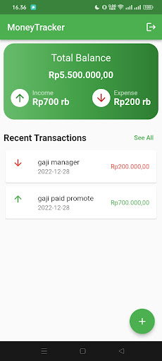 Money tracker Screen 2