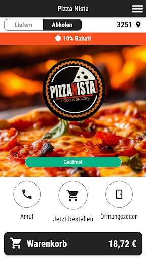 Android application Pizza Nista screenshort