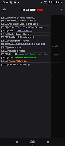 Android application HexX UDP Plus screenshort