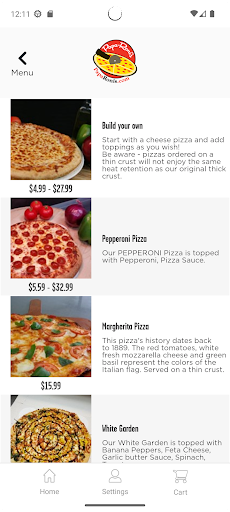 Screenshot of Papa Ronis Pizza and Ice Cream
