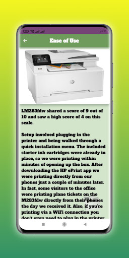 Android application HP LaserJet Pro M283fdw Guide screenshort