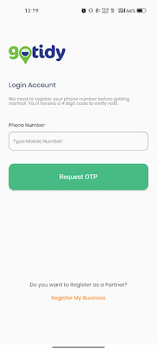 Android application Gotidy Partners screenshort