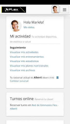 Android application Red de Gimnasios Flex screenshort