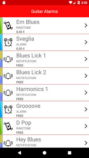 Android application Guitar Alarms screenshort